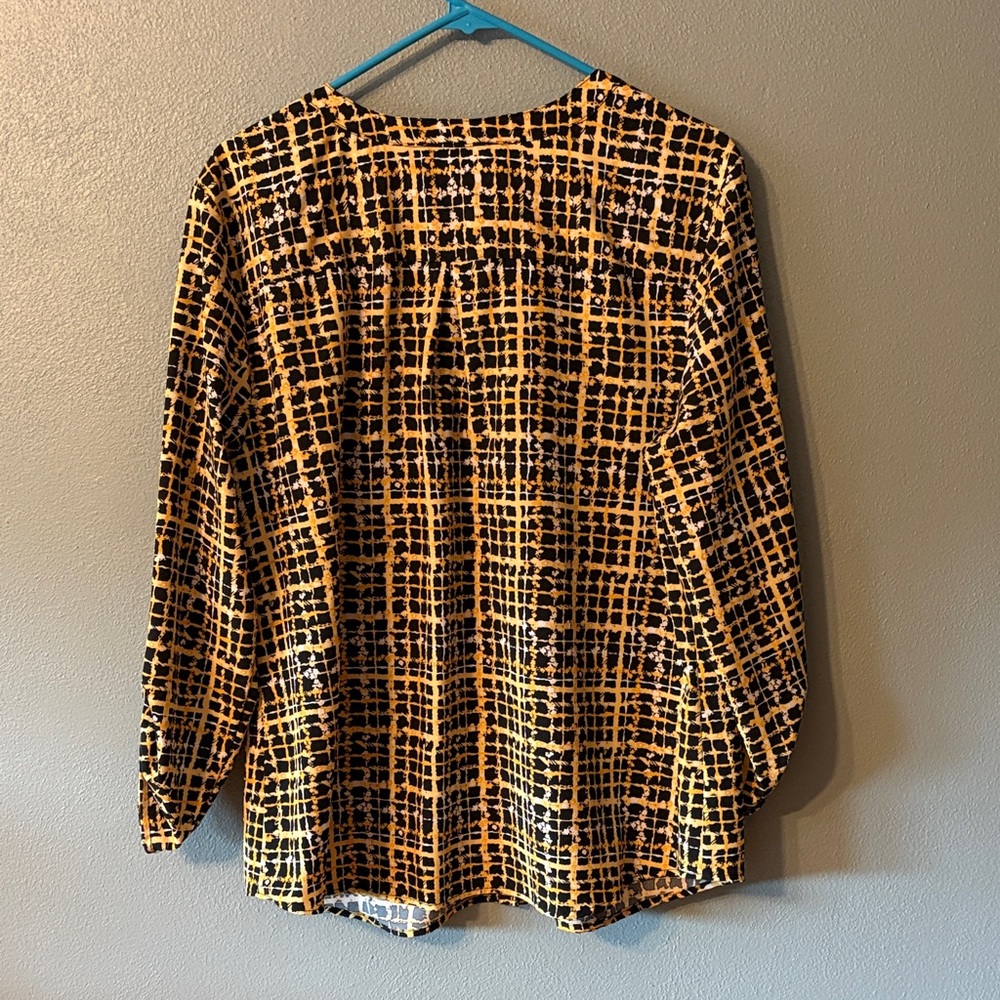 Notations Black and Yellow Checkered Blouse - Picture 4 of 4